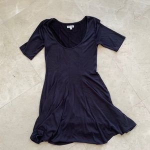 Grey blue flattering dress